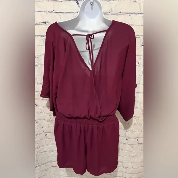 White House Black Market WHBM plum Shorts Romper size 0 - Picture 3 of 6